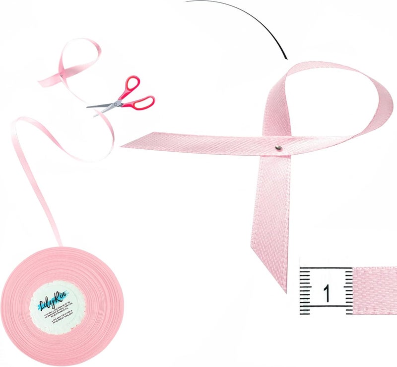 LilyRin Pink Ribbon 3/8 Inch x 36 Yards Roll Perfect for Scrapbooking Art Wedding Wreaths Shower Gift Wrapping Birthday Christmas Gifts Floral Arrangements Hair Balloons Bouquets Satin DIY Projects - Image 5